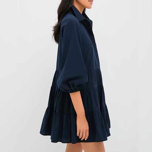 New Pomander Place - S - Tuckernuck Women's Mabel Mini Dress Navy - Picture 2 of 8